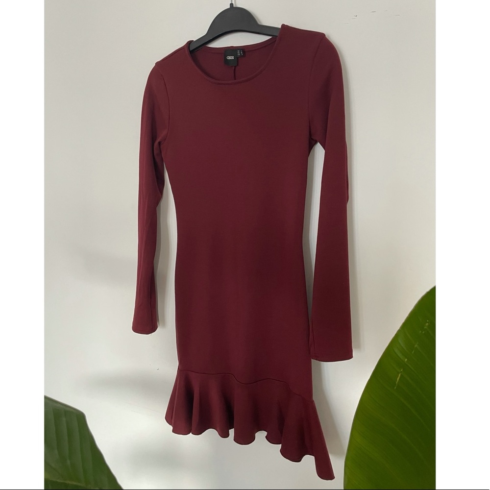 Asos long sleeve peplum hem dress - XS /S